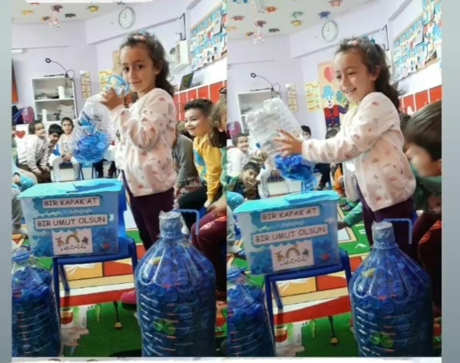 Iğdır Şehit Cihat Sayım Anaokulu mavi kapak toplama kampanyası başlattı